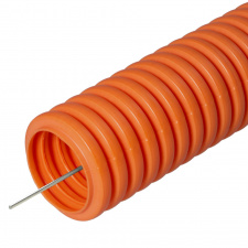Труба гофрированная ПНД лёгкая 350 Н безгалогенная (HF) оранжевая с/з d32 мм Промрукав (25 м)
