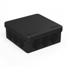 Коробка распределительная 60-0303-9005 для прямого монтажа двухкомпонентная безгалогенная (HF) черная 100х100х40 Промрукав