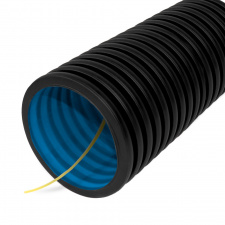 Труба гофрированная двустенная ПНД гибкая тип 450 (SN18) стойкая к ультрафиолету не распространяющая горение с/з черная d63 мм Промрукав (100 м)