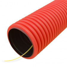 Труба гофрированная двустенная ПНД гибкая тип 450 (SN26) с/з красная d50 мм Промрукав (100 м)